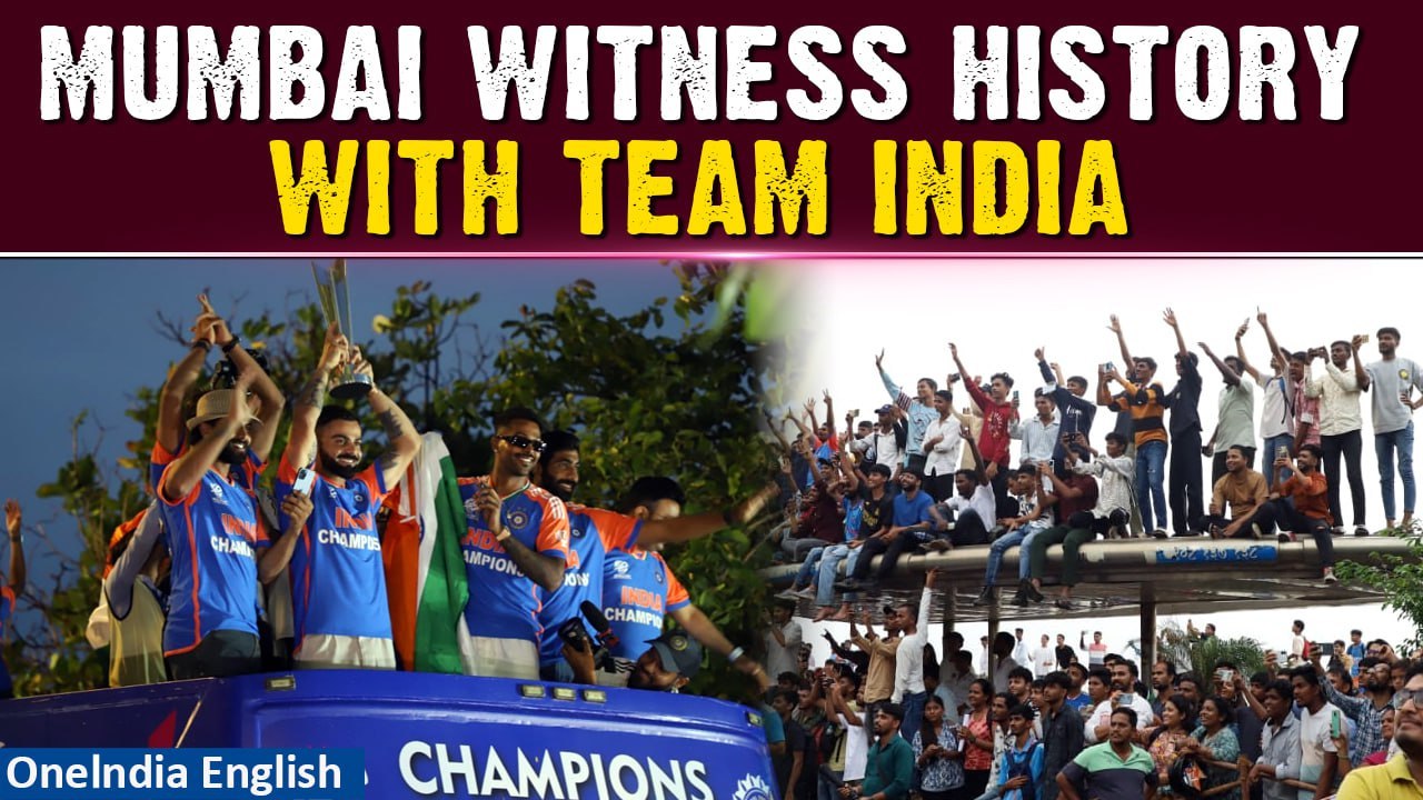 Team India's Historic T20 Victory Celebration March; Sea of Fans Storm In Mumbai To See Their Heroes