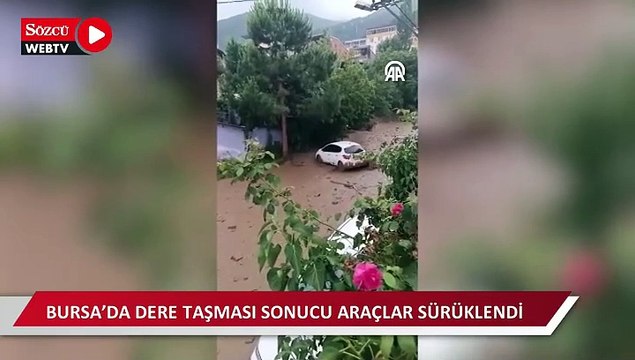 Dere taşması sonucu araçlar sürüklendi