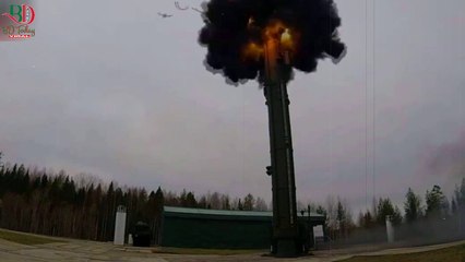 Russian new powerful missile Sarmat ICBM RS-28 destroying the equivalent of France