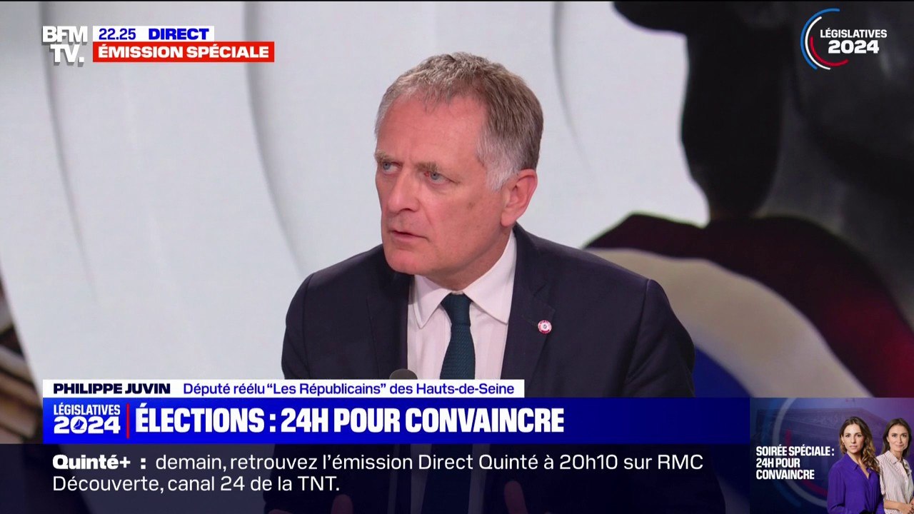 Législatives: "La priorité des priorités, quelle que soit la majorité qui existera ou pas, ce sera d'apaiser le pays", pour Philippe Juvin (député LR réélu dans les Hauts-de-Seine)