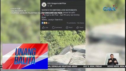 Download Video: Bahagi ng Gregorio del Pilar-San Emilio Road, gumuho dahil sa paglambot ng lupa bunsod ng pag-ulan | Unang Balita