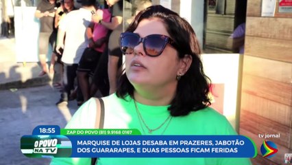 Marquise de estabelecimento comercial desaba em Jaboatão