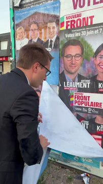 le député sortant LFI Antoine Léaument publie un tuto anti-fachos pour retirer les affiches du RN.