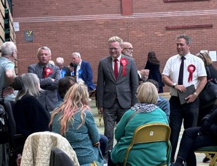 Labour candidate arrives at Cannock Chase count