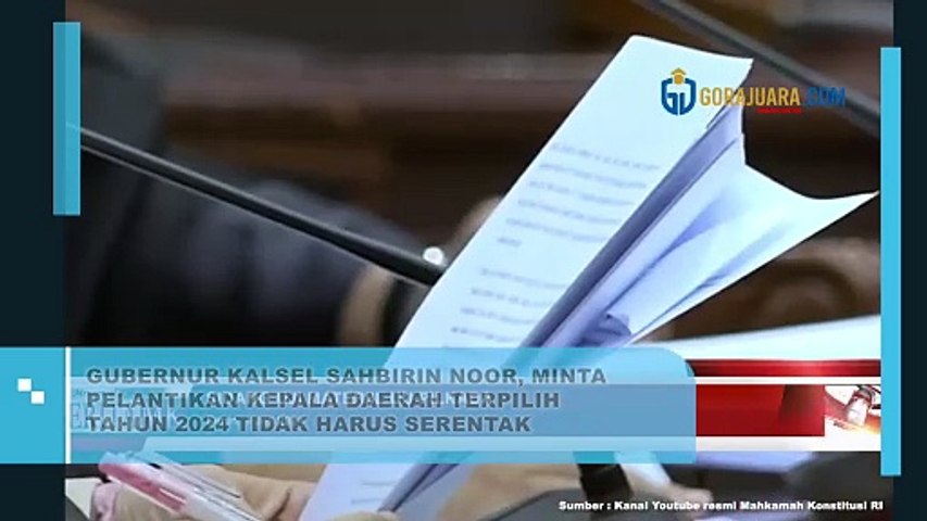 GUBERNUR KALSEL SAHBIRIN NOOR, MINTA PELLANTIKAN KEPALA DAERAH TERPILIH TAHUN 2024 TIDAK HARUS SERENTAK