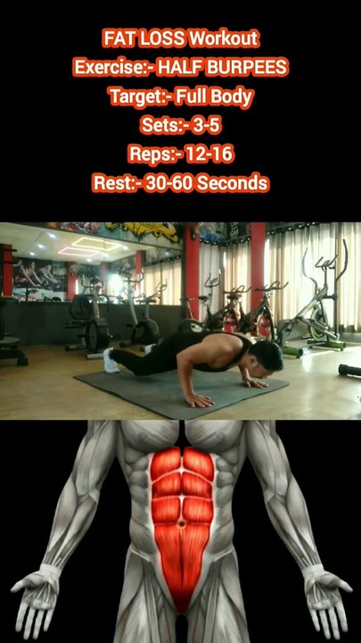 ❌ HALF BURPEES✔️  What exercise Burns the most BELLY FAT at home?  #heermlgangaputra #naturalbodybuilding #fatloss #bellyfat #weightloss #fitness #slim #fit