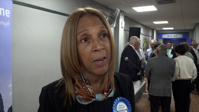 Maidstone and Malling MP Helen Grant reacts to her win