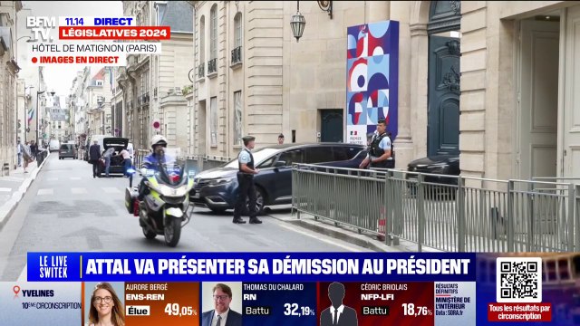 Gabriel Attal quitte Matignon pour se rendre à l'Élysée et présenter sa démission