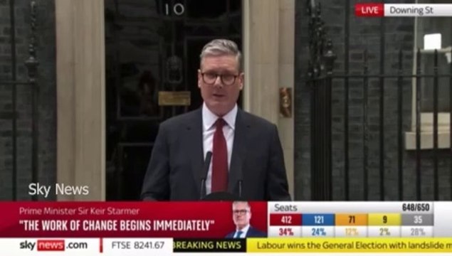 UK government: Keir Starmer makes first speech as Prime Minister outside No 10