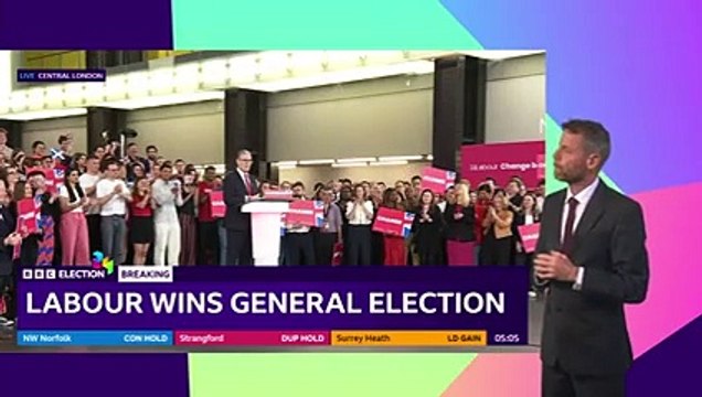Keir Starmer reacts after Labour wins UK General Election - BBC