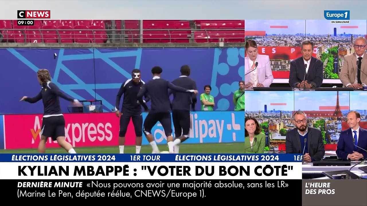 Pascal Praud s'en prend à Kylian Mbappé dans "L'heure des Pros" suite à ses déclarations sur les élections législatives. CNews