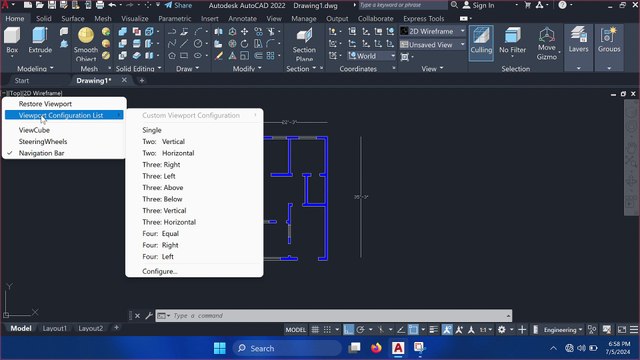 AutoCAD 2d to 3d | AutoCAD 3D house modeling |simple 2d floor plan to 3d house |AutoCAD 2022 Part 1