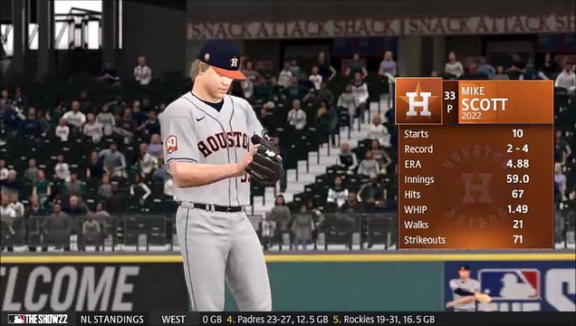 HOFBL Season 2: Mariners @ Astros (5/27) Mike Scott throws 7 innings of 1 run ball