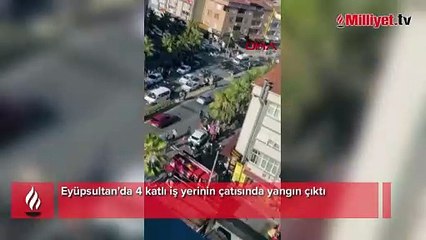 Eyüpsultan'da 4 katlı iş yerinin çatısında yangın