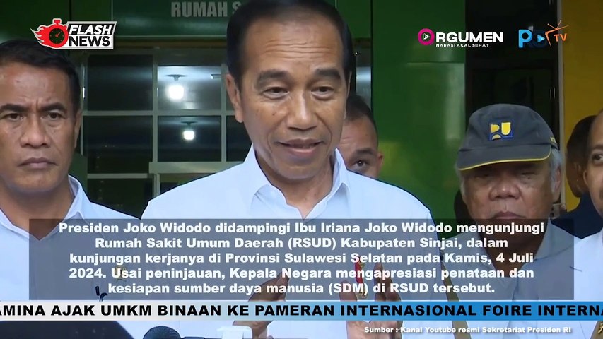 Presiden Jokowi Apresiasi Penataan Dan Kesiapan SDM Di RSUD Sinjai, Sulawesi Selatan