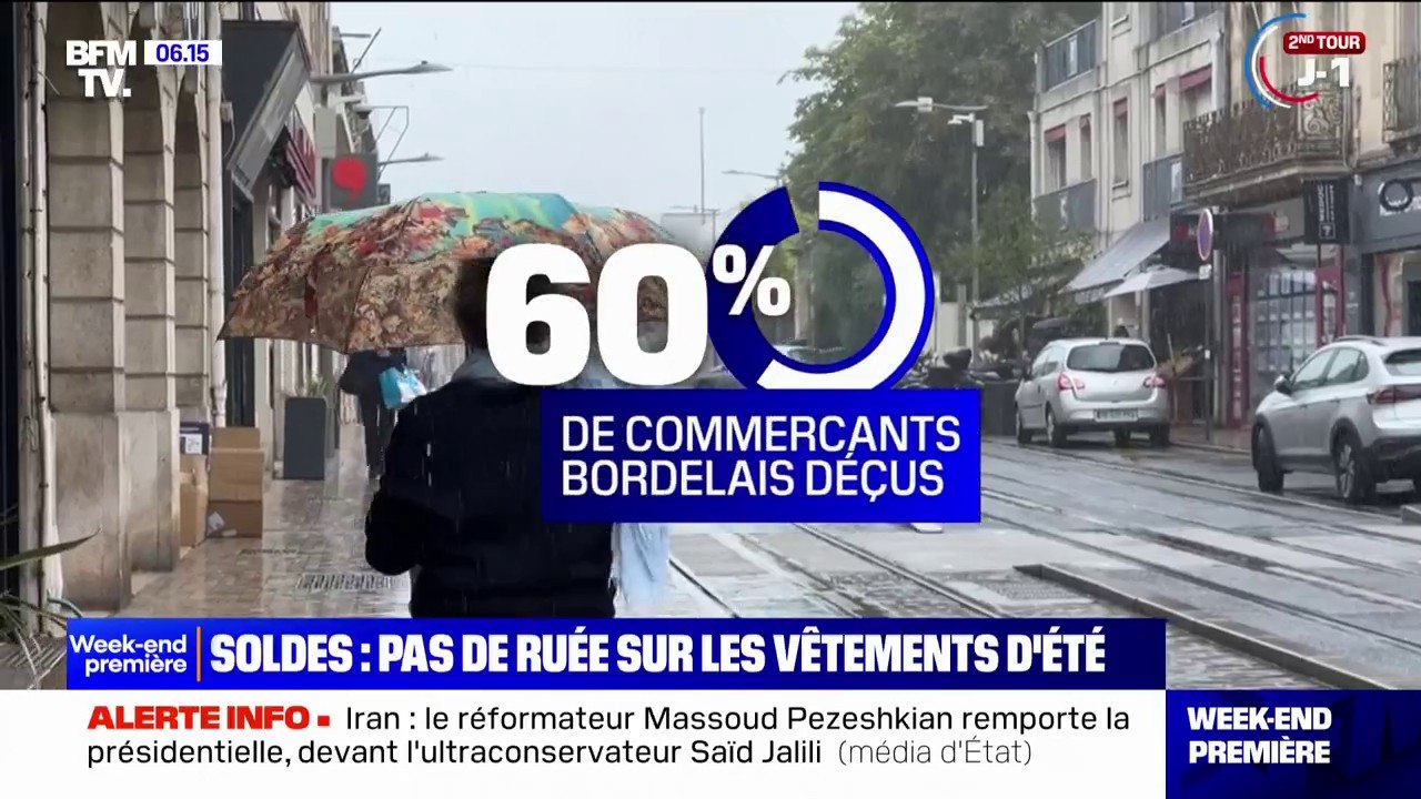 Bordeaux: pas de ruée sur les soldes d'été à cause du manque de soleil, les commerçants déçus