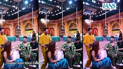 Arjun Bijlani's son Appears on 'Laughter Chefs' set