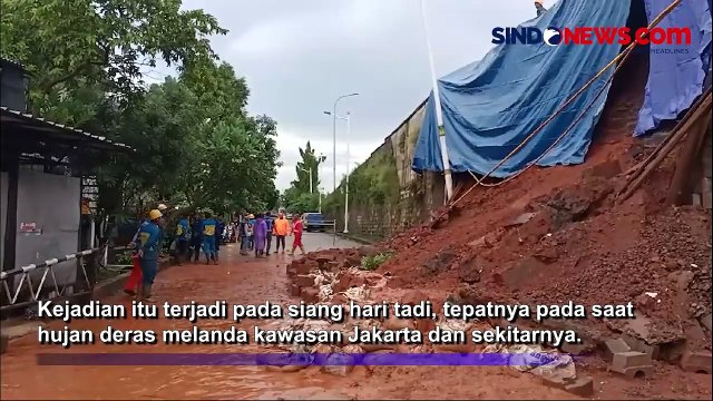 Diguyur Hujan Deras, Tebing Exit Tol Veteran Bintaro Longsor