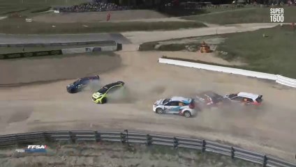 Rallycross France 2024 Touraine S1600 Q2 Race 3 Start Crashes