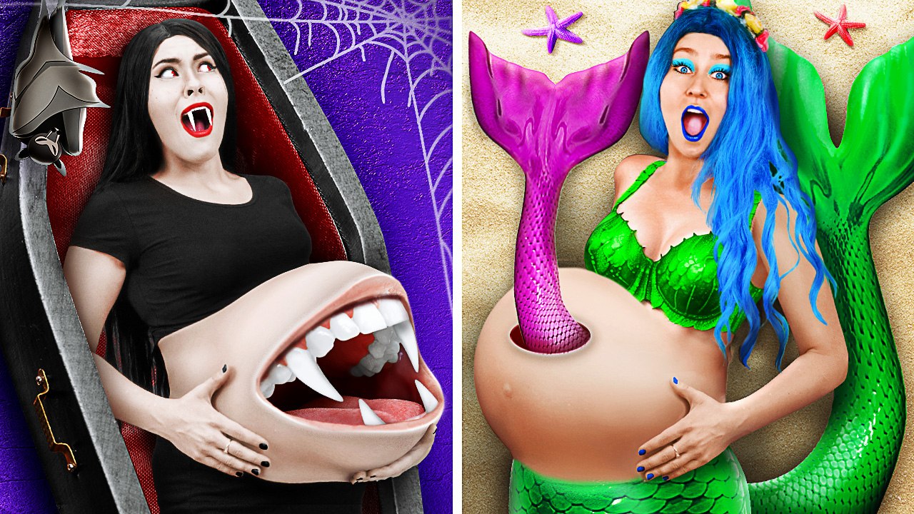 Enceinte Vampire contre Enceinte Sirène! La Sirène et la Vampire Sont Devenues Mères!