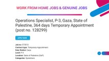 Operations Specialist, P-3, Gaza, State of Palestine  - Job |49