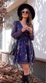 CUPSHE Women's Floral Print Chiffon A-Line Mini Dress Long Peasant Sleeves