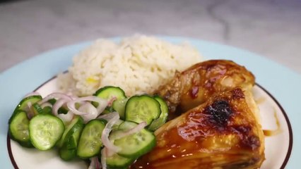 Glazed chicken rice inspired by Hainanese dish