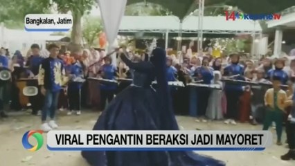 Viral! Pengantin Perampuan Beraksi Jadi Mayoret
