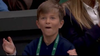 Novak Djokovic’s nine-year-old son imitates father as he watches on at Wimbledon