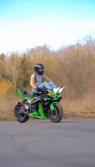 Beautiful girl on heavy bike