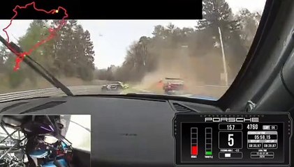 24H Nurburgring 2024 Qualifying Race 1 Christodolou Onboard Oil Track Big Pile Up Crash