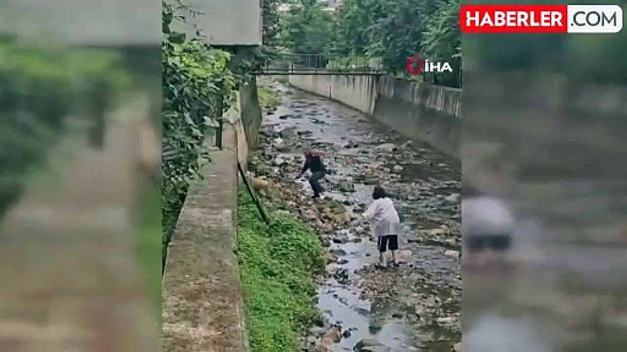 Su kanalına düşen keçi itfaiye ekipleri tarafından kurtarıldı