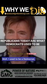 Chuck Norris explique pourquoi il est devenu républicain Chuck Norris devient réaliste et explique que les démocrates n'ont jamais été comme ça. Il dit que les républicains sont désormais les néo-démocrates. chuj