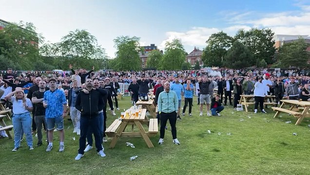 Beer we go! Watch as Sheffield fans throw pints in air as England win on penalties