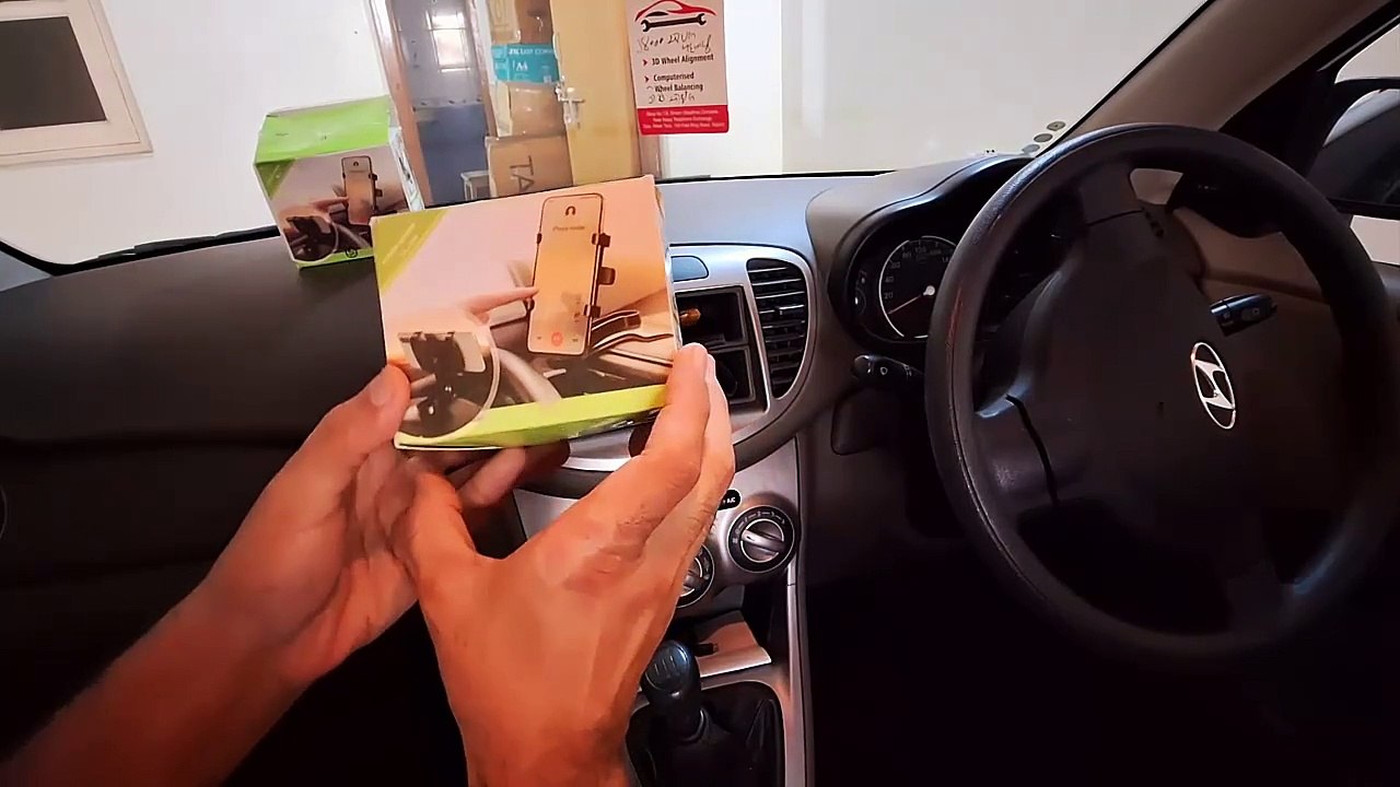 Unboxing and Review of CAR PHONE HOLDER CLIP MOUNT 360 DEGREE ROTATION DASHBOARD REAR VIEW MIRROR SUN VISOR SMARTPHONE HUD NAVIGATION FOLD STAND PLASTIC BLACK COMPATIBLE FOR ALL SMART PHONES