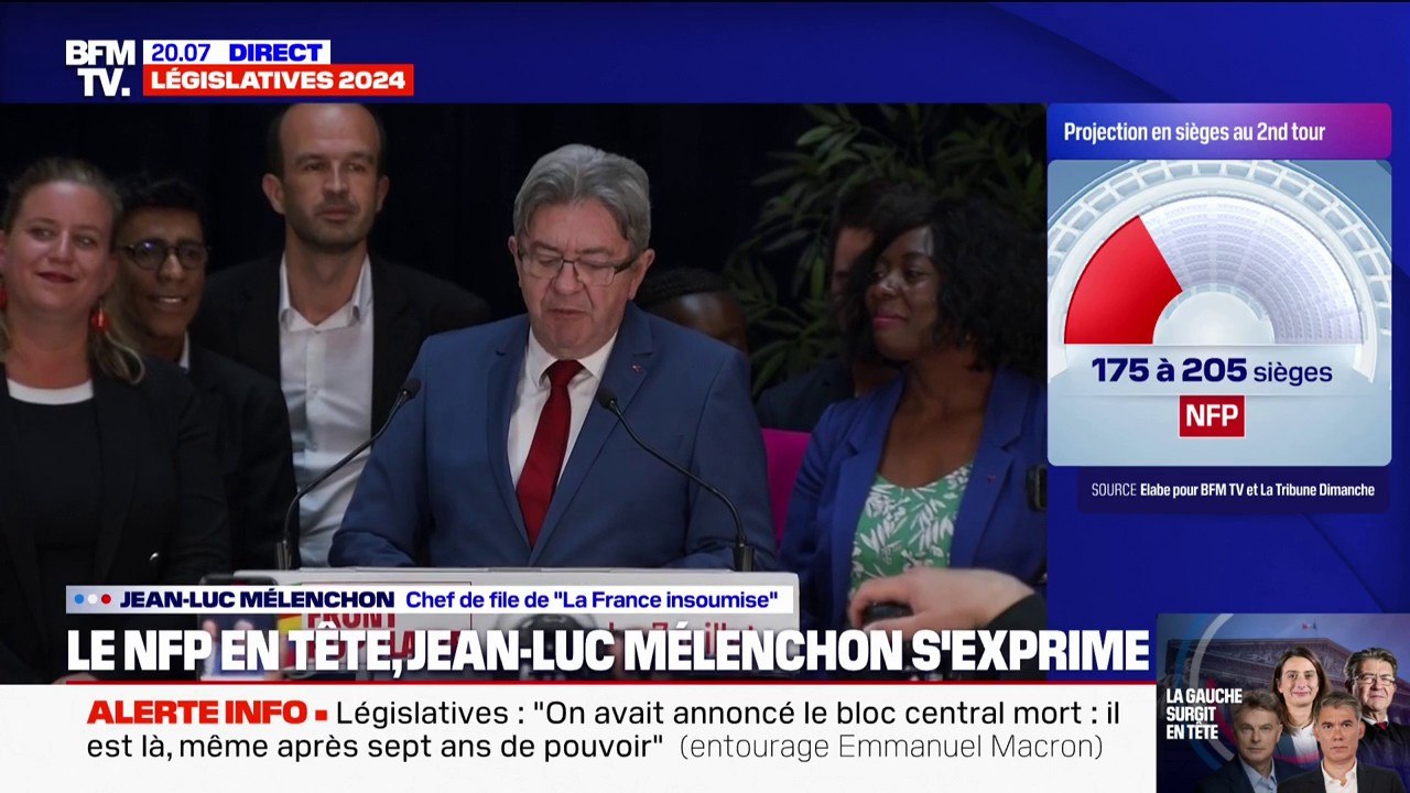 Le NFP en tête des législatives: "Notre peuple a clairement écarté la solution du pire", se réjouit Jean-Luc Mélenchon