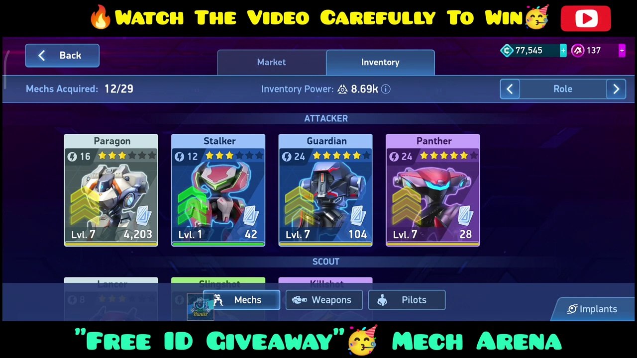 "Free ID Giveaway" Worth Rs 10,000+ Mech Arena || "Dark Hunter☠️" Free ID Giveaway✨