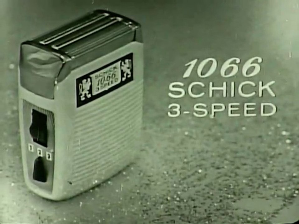 1950s Art Fleming (host of "Jeopardy") - 3 speed Schick razor TV commercial