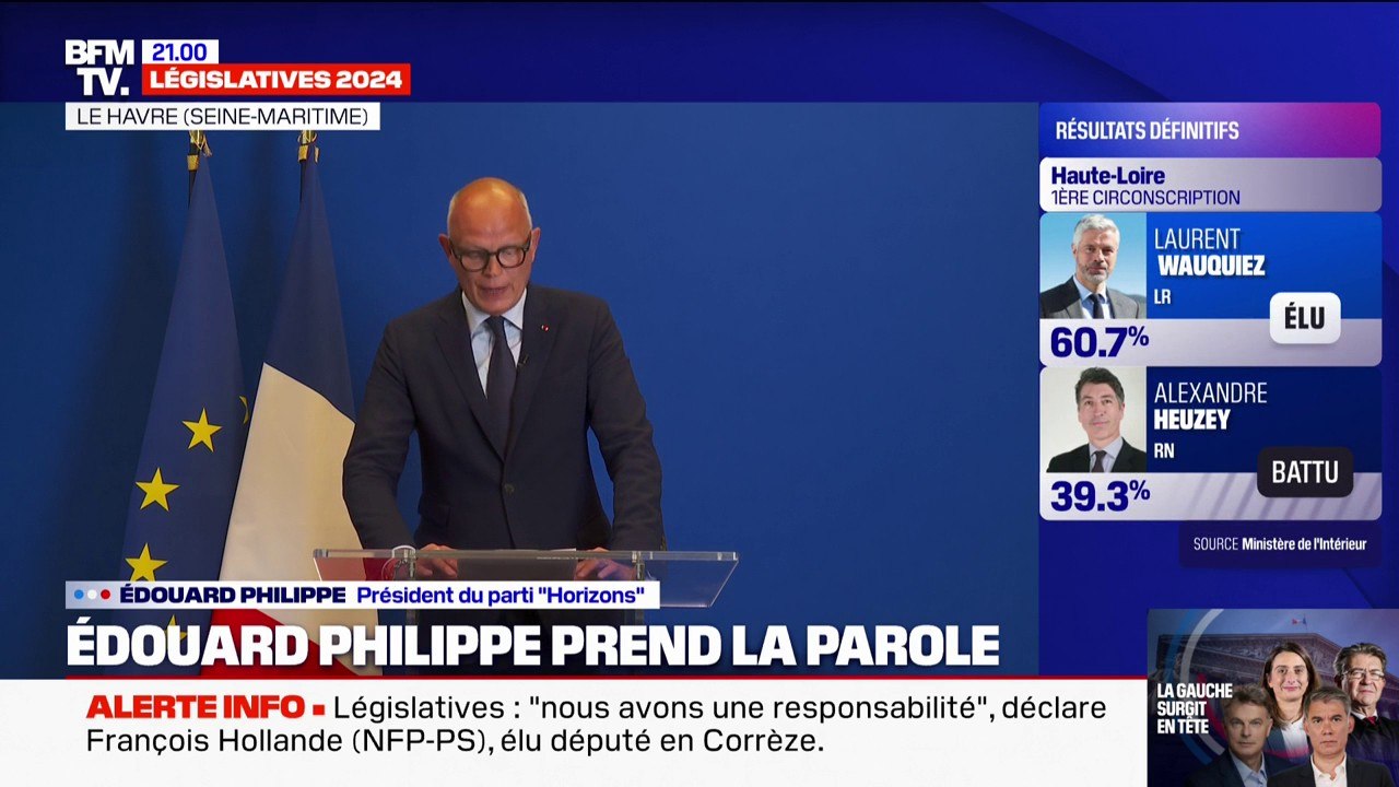 Législatives: "Il y a encore une majorité écrasante de Français qui ne veut pas donner le pouvoir au RN, et je m'en réjouis", déclare Édouard Philippe