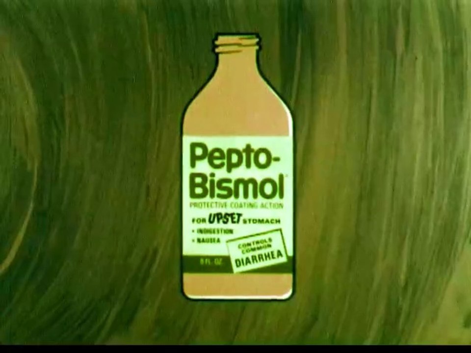 1970s Pepto Bismol - 24 hour FLU bug summer vacation in your STOMACH TV commercial
