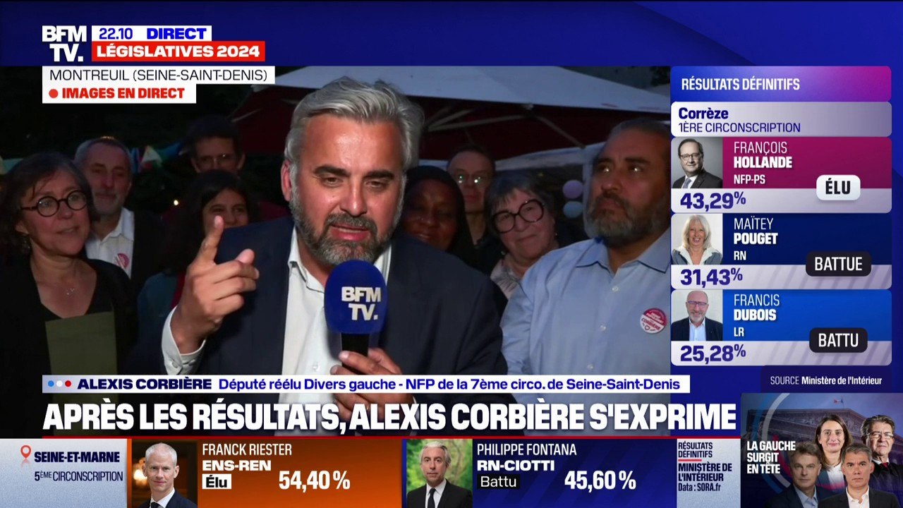 "Je vous annonce que je suis réélu, sans doute avec plus de 57% des voix": Alexis Corbière se félicite de sa réélection en Seine-Saint-Denis