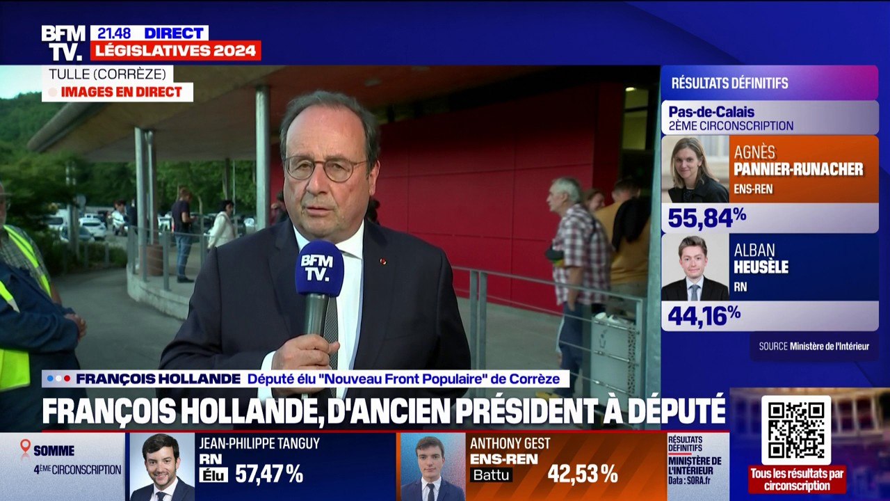 Résultats législatives 2024: "Pour être dans un gouvernement, faut-il encore être candidat pour le diriger, je ne le suis pas", déclare François Hollande, élu en Corrèze