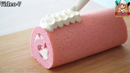 Making Strawberry Roll Cake and health_fitness best cake. #indulovecooking