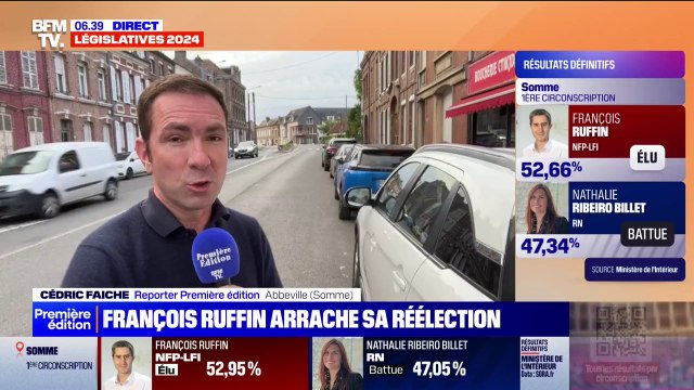 Législatives: malgré son retard, François Ruffin finalement réélu dans la Somme