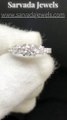 hree Stone Diamond Ring (Pave Setting) Engagement Ring in 18K Solid White Gold, Best Gift For Women
