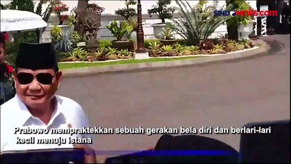 Sambangi Istana, Prabowo Subianto Tunjukan Gaya Beladiri dan Berlari-lari Kecil