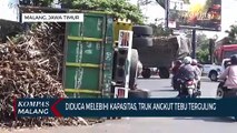 Diduga Kelebihan Muatan, Truk Angkut Tebu Terguling!