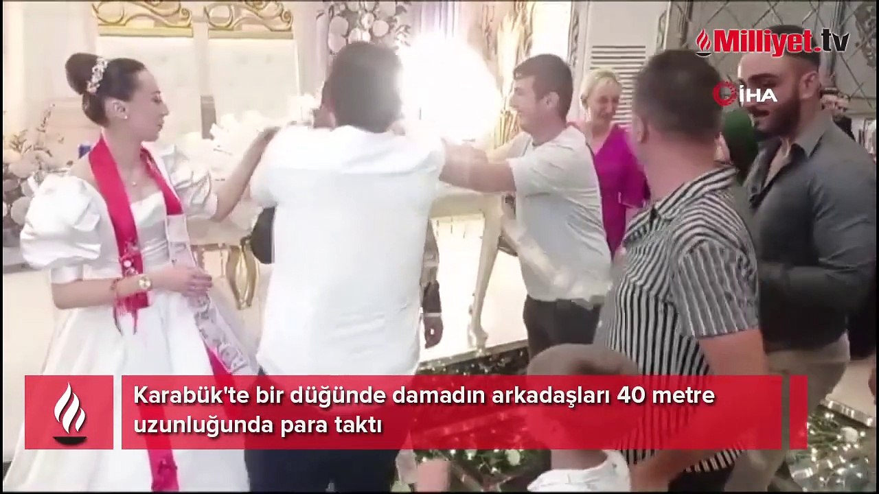 Yer: Karabük! Düğünde damada 40 metrelik düğün takısı