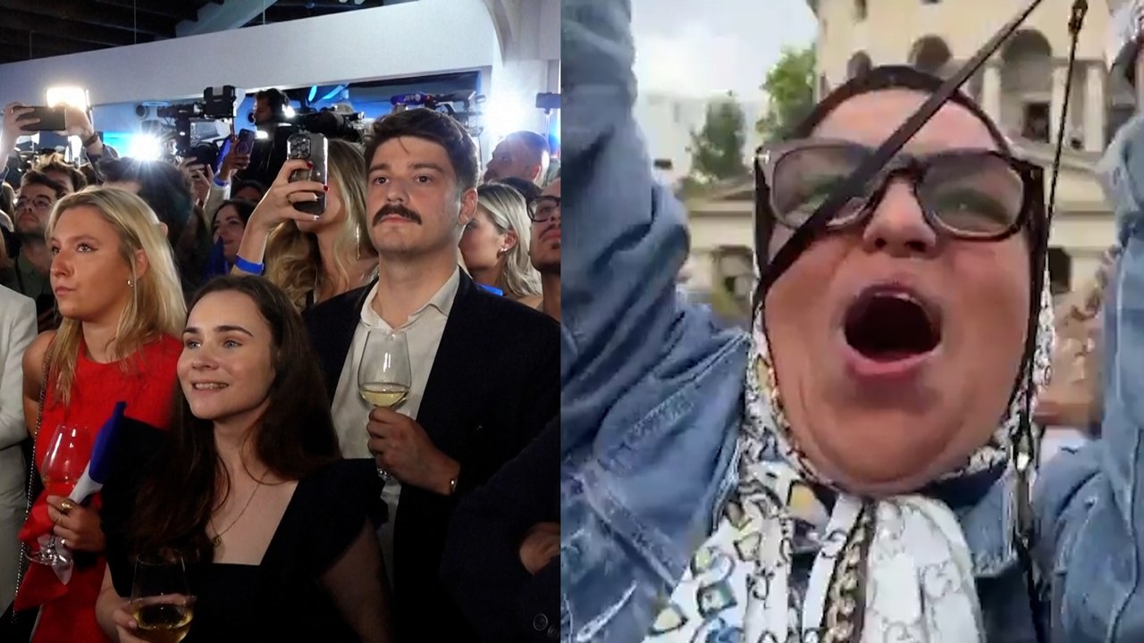 Caras largas en la extrema derecha y fiesta en la izquierda, así reaccionan los simpatizantes en Francia tras las elecciones