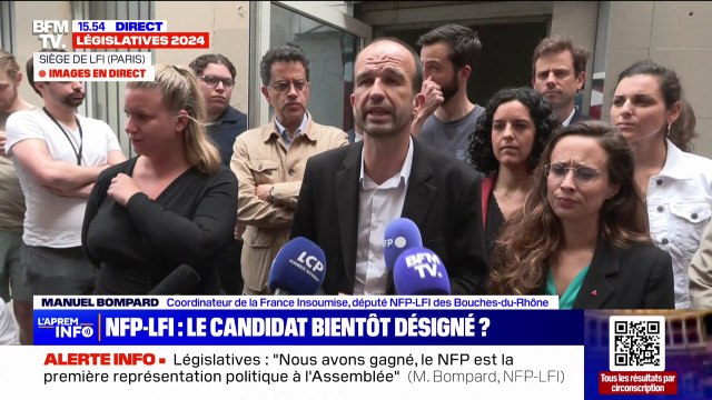 En fin d'après-midi, nous nous réunirons avec les différentes formations du Nouveau Front populaire , indique Manuel Bompard au sujet du choix d'un candidat du Nouveau Front populaire pour Matignon